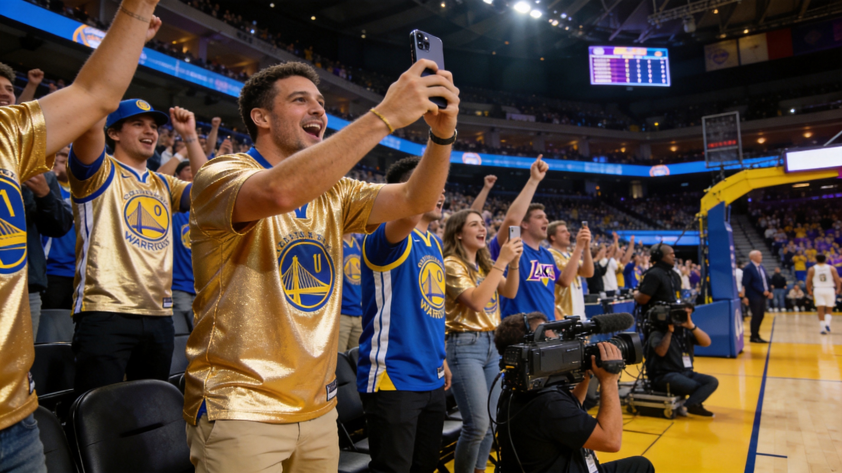 NBA常规赛勇士对阵湖人篮球比赛画面